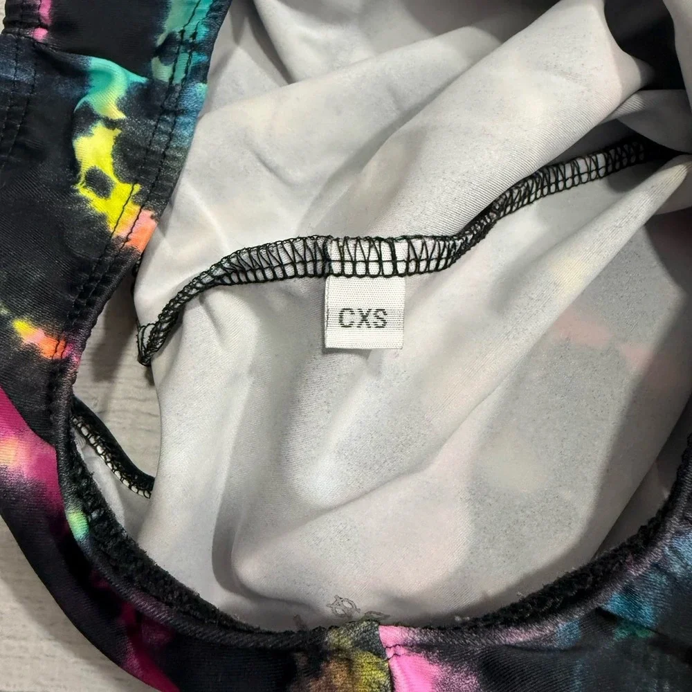 Destira girls black rainbow tie dye leotard child XS